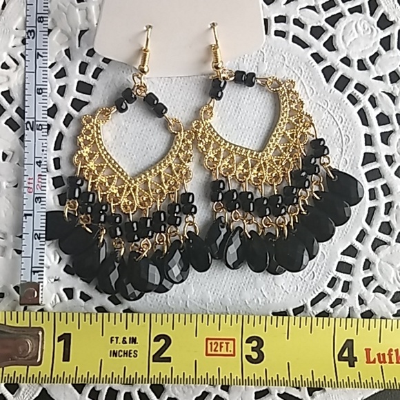 Beaded dangle alloy frame earrings - Picture 5 of 8